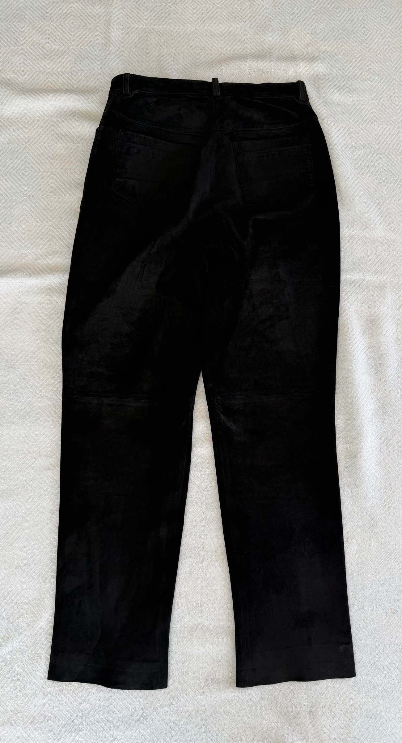 Calça couro preta de couro de porco veludo genuíno Édéis tamanho 36 – photo 3